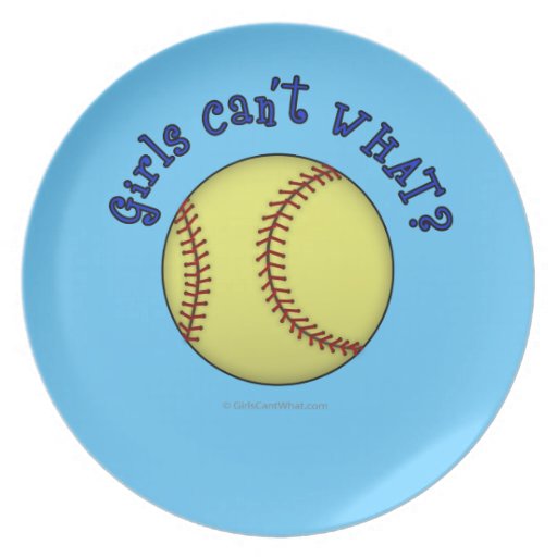Girls Softball-Blue Dinner Plates