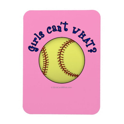 Girls Softball-Blue Rectangle Magnets