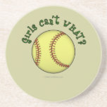 Girls Softball-Green Text Beverage Coaster