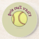 Girls Softball-Pink Text Beverage Coaster