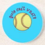 Girls Softball-Pink Text Beverage Coaster