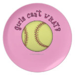 Girls Softball-Pink Text Plates