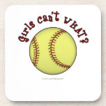 Girls Softball-Red Text Coaster