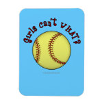 Girls Softball-Red Text Rectangle Magnet