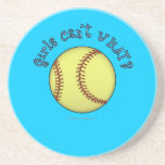 Girls Softball-Sky Blue Text Beverage Coaster