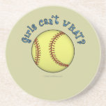 Girls Softball-Sky Blue Text Coaster