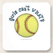 Girls Softball-Sky Blue Text Beverage Coasters