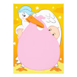 Girls Stork Baby Shower Invitations invitations