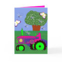 Girls Tractor Greeting Card by KirstenEdwards Girls Tractor Greeting Card