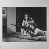 Girls Training in Victory Corps Rifle Marksmanship Poster