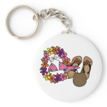 Girls Tropical Flip Flops One Key Chain