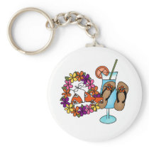 Girls Tropical Flip Flops Three Key Chain