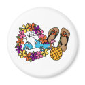 Girls Tropical Flip Flops Two magnets