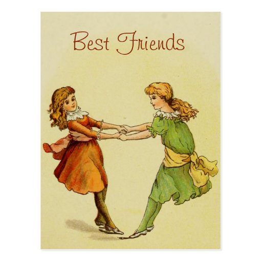 Girls Vintage Best Friends Postcard Zazzle