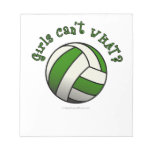 Girls Volleyball in Green Memo Note Pad