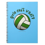 Girls Volleyball in Green Spiral Notebook
