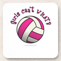 Girls Volleyball in Pink Coaster