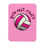 Girls Volleyball in Pink Flexible Magnets
