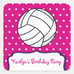 Girl's Volleyball Sticker - Pink w Purple