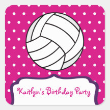 Girl's Volleyball Sticker - Pink w Purple
