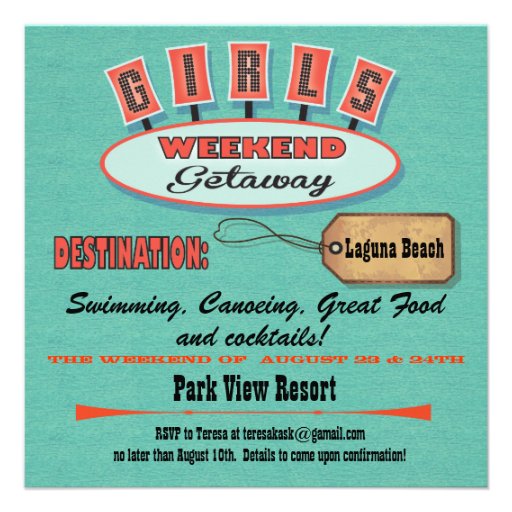 Girls Weekend Getaway Beach Invitations