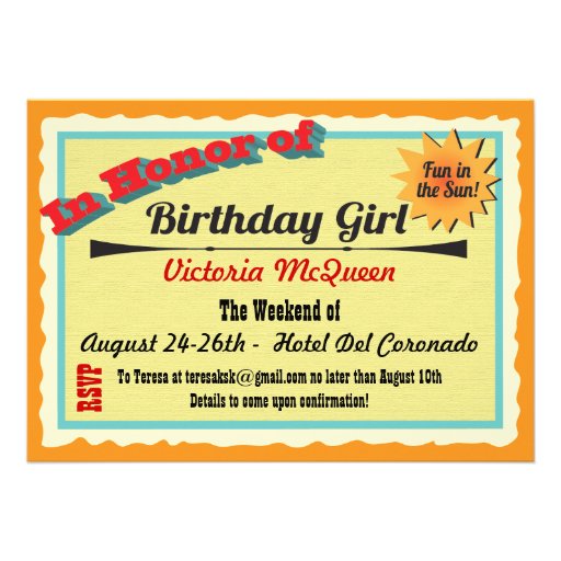 Girls Weekend Getaway Birthday Invitation
