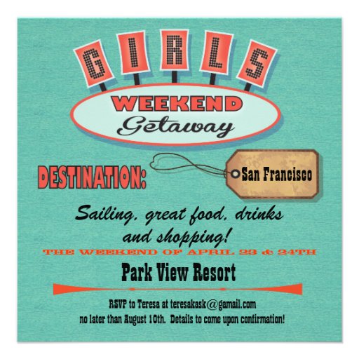 Girls Weekend Getaway Invitations