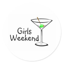 Girls Weekend Martini Round Stickers