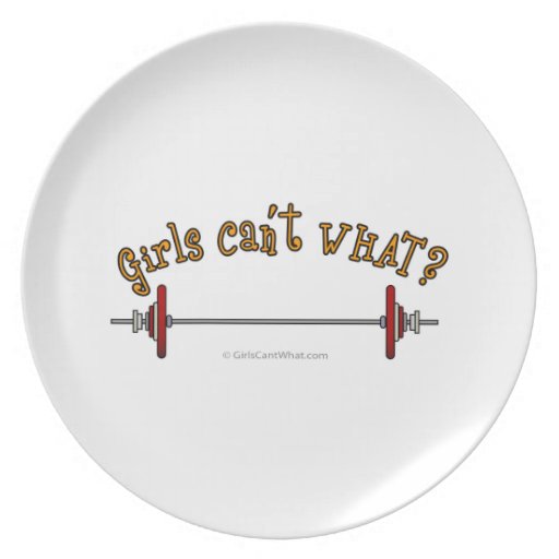 Girls Weightlifting Barbells Party Plate