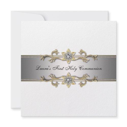 Girls White First Communion invitations