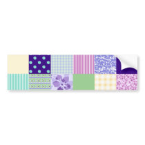 Girly and Fresh Pattern Squares Vector Quilt Bumper Sticker