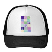 Girly and Fresh Pattern Squares Vector Quilt Trucker Hats