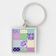 Girly and Fresh Pattern Squares Vector Quilt Keychain