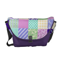 Girly and Fresh Pattern Squares Vector Quilt Courier Bag