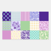 Girly and Fresh Pattern Squares Vector Quilt Rectangular Stickers