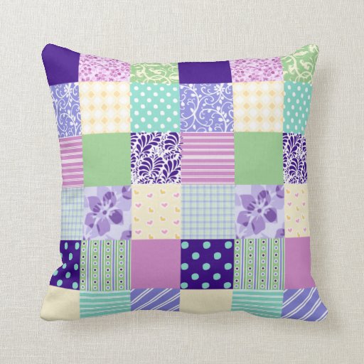 Girly and Fresh Pattern Squares Vector Quilt Throw Pillow Zazzle