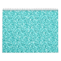 Girly, Aqua Blue Glitter Printed Calendar