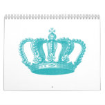 Girly Aqua Blue Vintage Crown Calendar