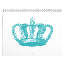 Girly Aqua Blue Vintage Crown Calendar