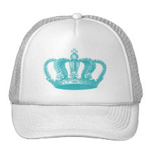 Girly Aqua Blue Vintage Crown Mesh Hats