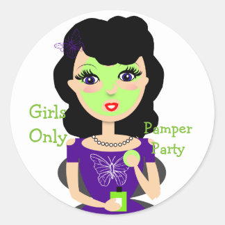 Girly Beauty Pamper Party Girls Only Theme Classic Round Sticker