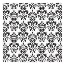 Girly Black and White Vintage Damask Pattern 2 Custom Invites