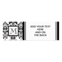 GIRLY BLACK DAMASK PATTERN 2 YOUR INITIAL BUSINESS CARD