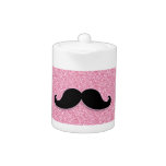 GIRLY BLACK MUSTACHE PINK GLITTER PRINTED