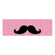 GIRLY BLACK MUSTACHE PINK GLITTER PRINTED BUSINESS CARD