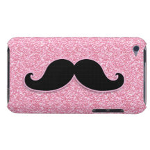 GIRLY BLACK MUSTACHE PINK GLITTER PRINTED iPod Case-Mate CASE