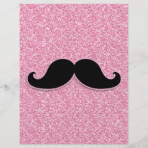 GIRLY BLACK MUSTACHE PINK GLITTER PRINTED FULL COLOR FLYER