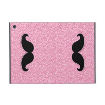 GIRLY BLACK MUSTACHE PINK GLITTER PRINTED COVER FOR iPad MINI