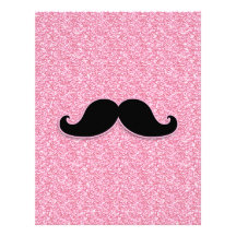 GIRLY BLACK MUSTACHE PINK GLITTER PRINTED CUSTOMIZED LETTERHEAD