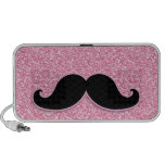 GIRLY BLACK MUSTACHE PINK GLITTER PRINTED LAPTOP SPEAKERS